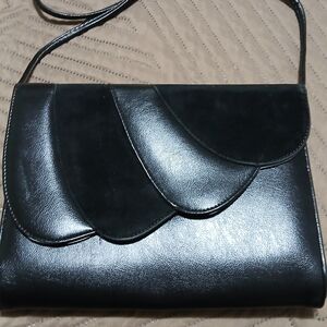 Faux Suede & Leather Clutch Or Over The Shoulder Evening Purse